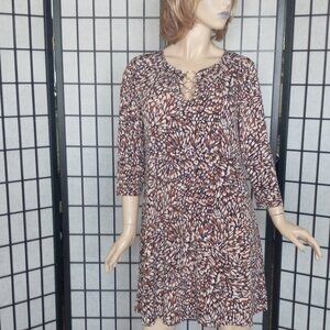 Versatile MSK Abstract Shift Dress with Triple Ring Detail Sz L